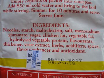 Ingredients of instant soup powder