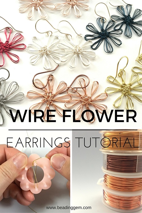 How to Make Wire Flower Earrings Using a Mini Flower Loom / The Beading Gem