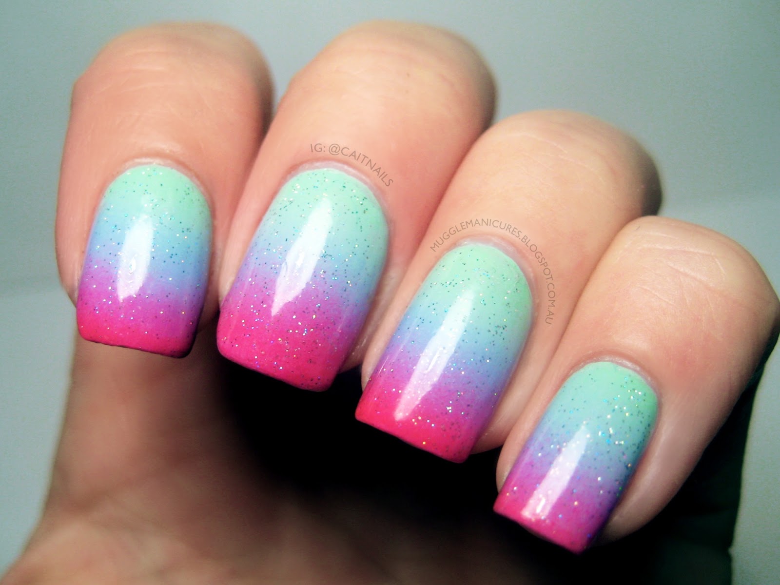nail art gradient sky