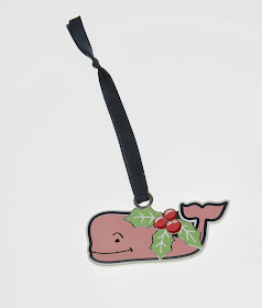 Vineyard Vines whale and holly ornament