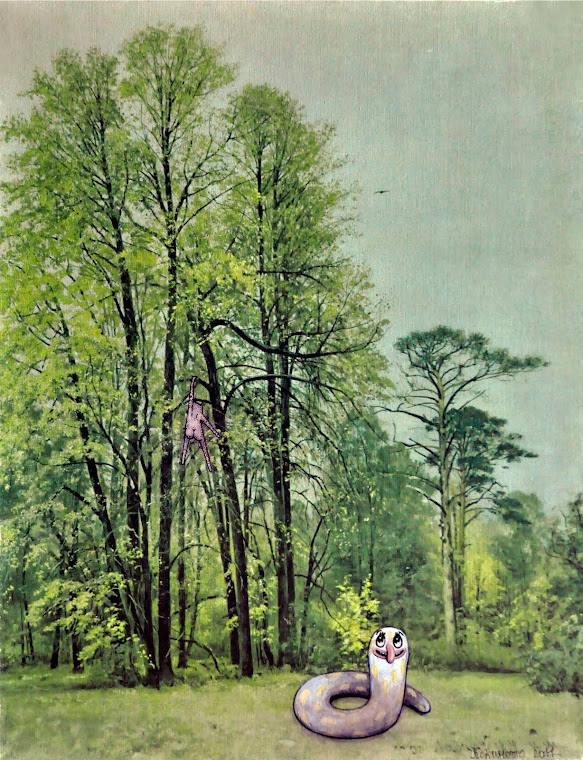 Kido Landscape, 2011. Acrylic paint on vintage printed canvas, 50 x 40 cm
