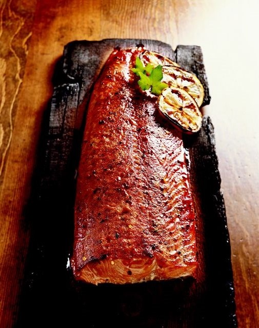 .Sustenance. Ginger Maple Glazed Plank Salmon