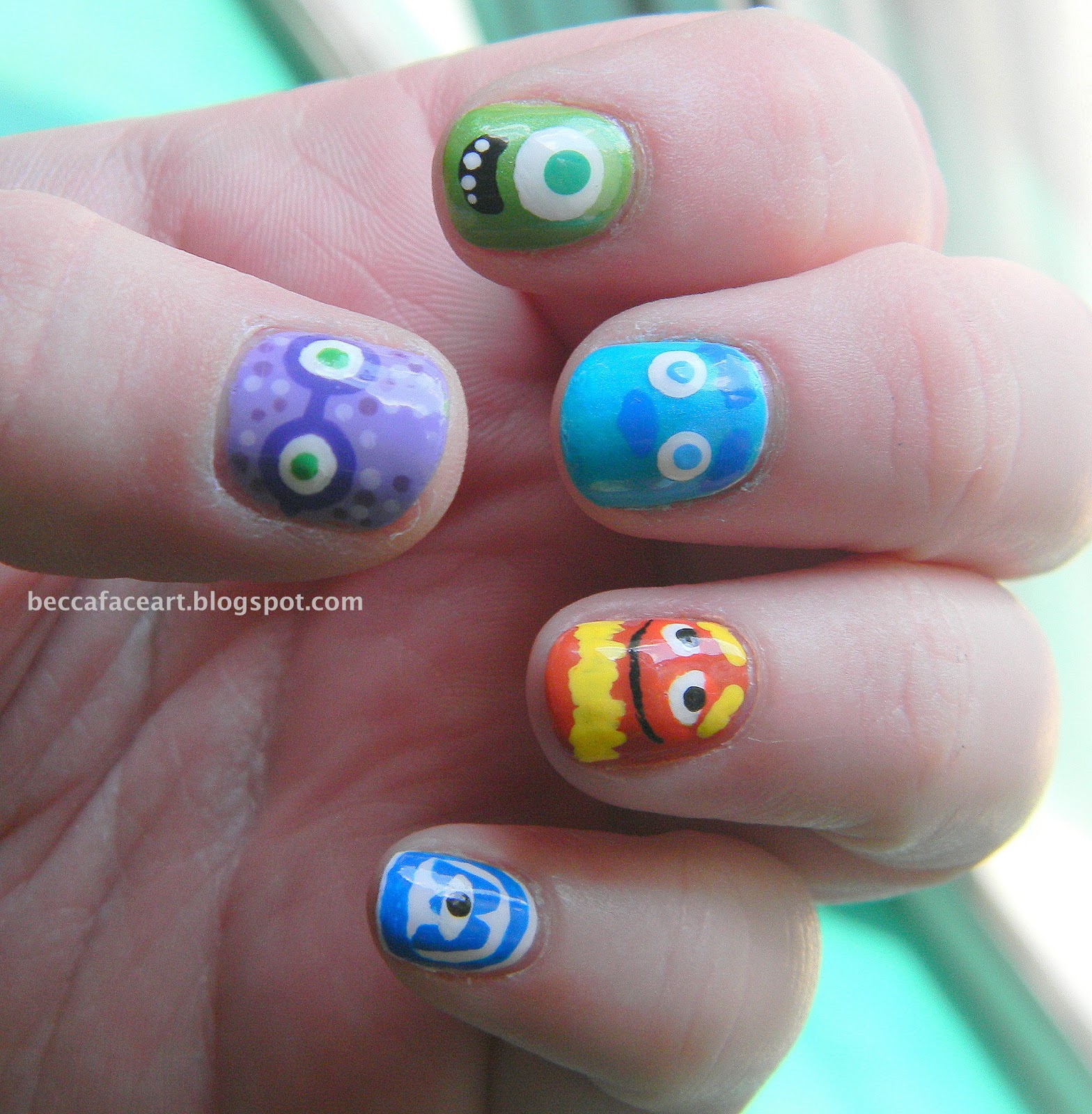 Becca Face Nail Art Monsters University/Monsters, Inc. Nails!!
