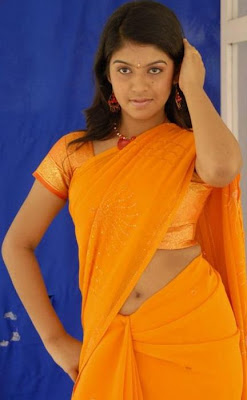 Actress Prathista Hot Navel Show in Yellow Saree Photos