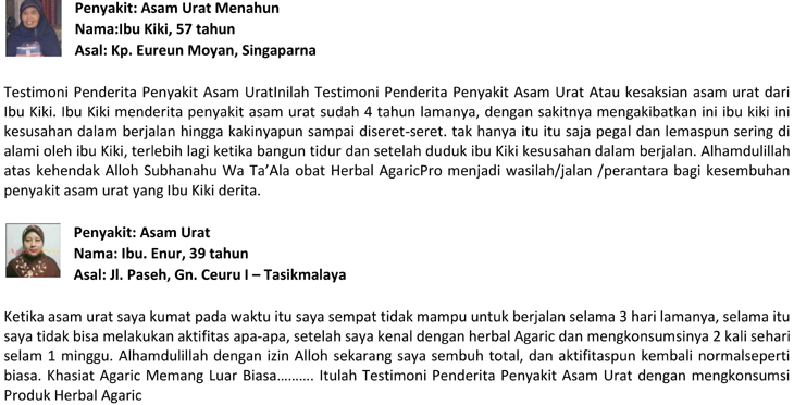 Testimoni Dari Obat Asam Urat Herbal Testimoni Dari Obat Asam Urat Herbal