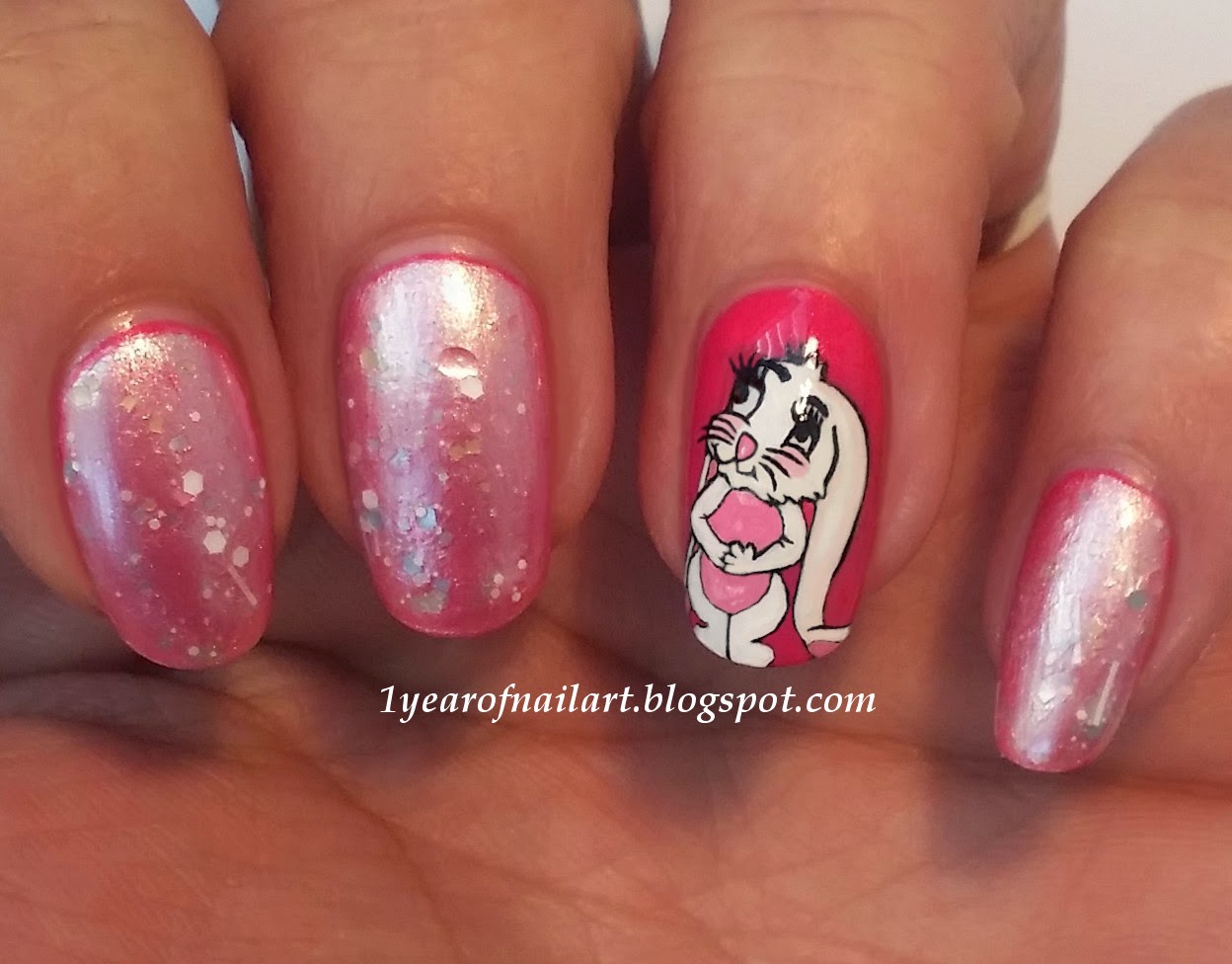365+ days of nail art Cute bunny nails