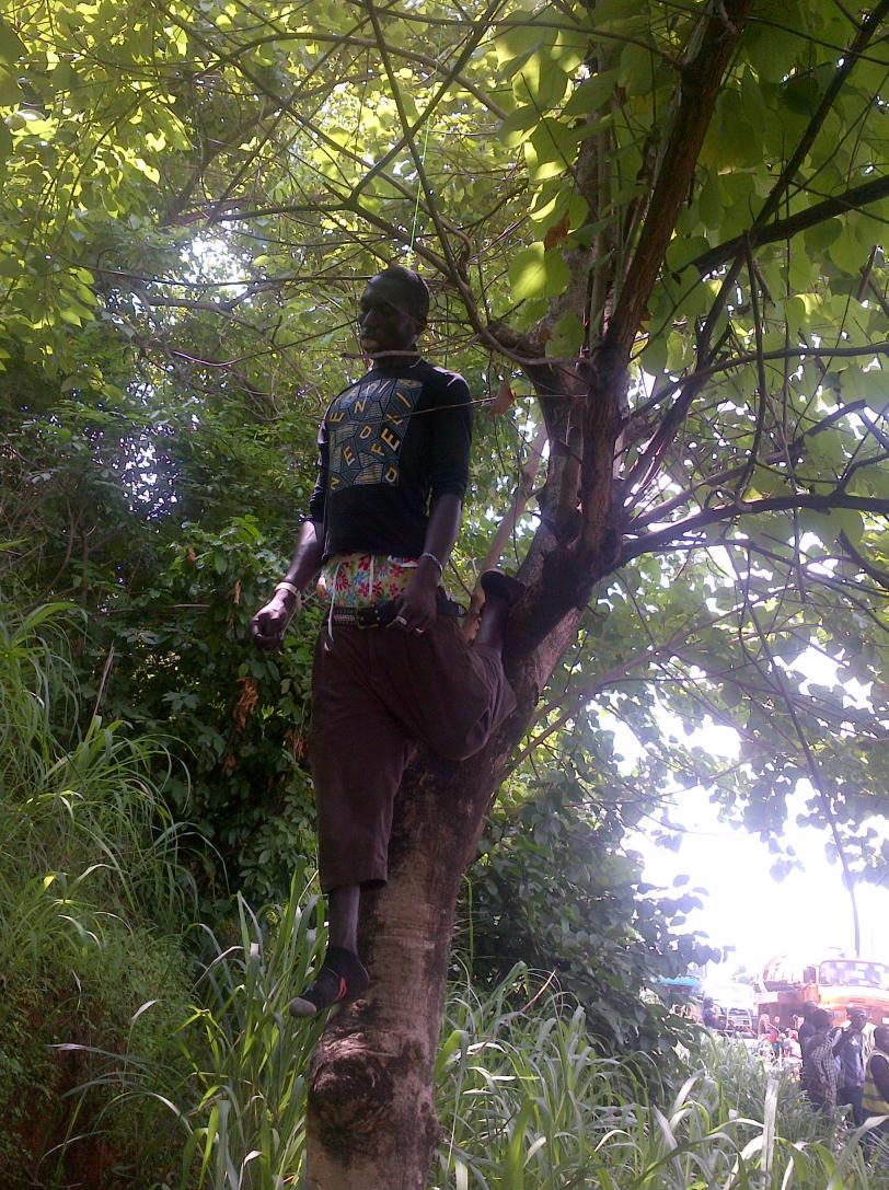 This young man was found in the early hours of yesterday, hanging by a rope...