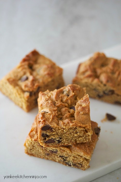 Chocolate peanut butter blondies (glutenfree) Yankee Kitchen Ninja