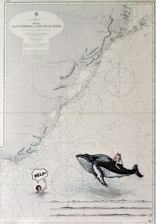Seascape 43, 2015. Navigation map, acrylic on canvas, 100 x 70 cm