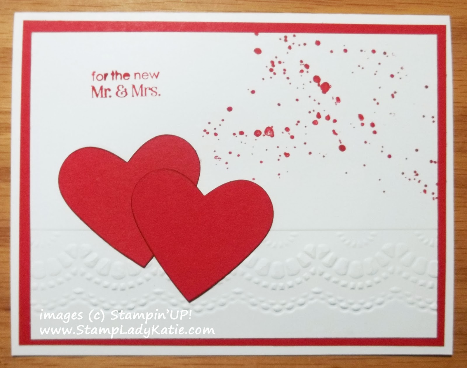 Valentine Card or Wedding Card with texture embossing using Stampin'UP!'s Delicate Designs Embossing Folders
