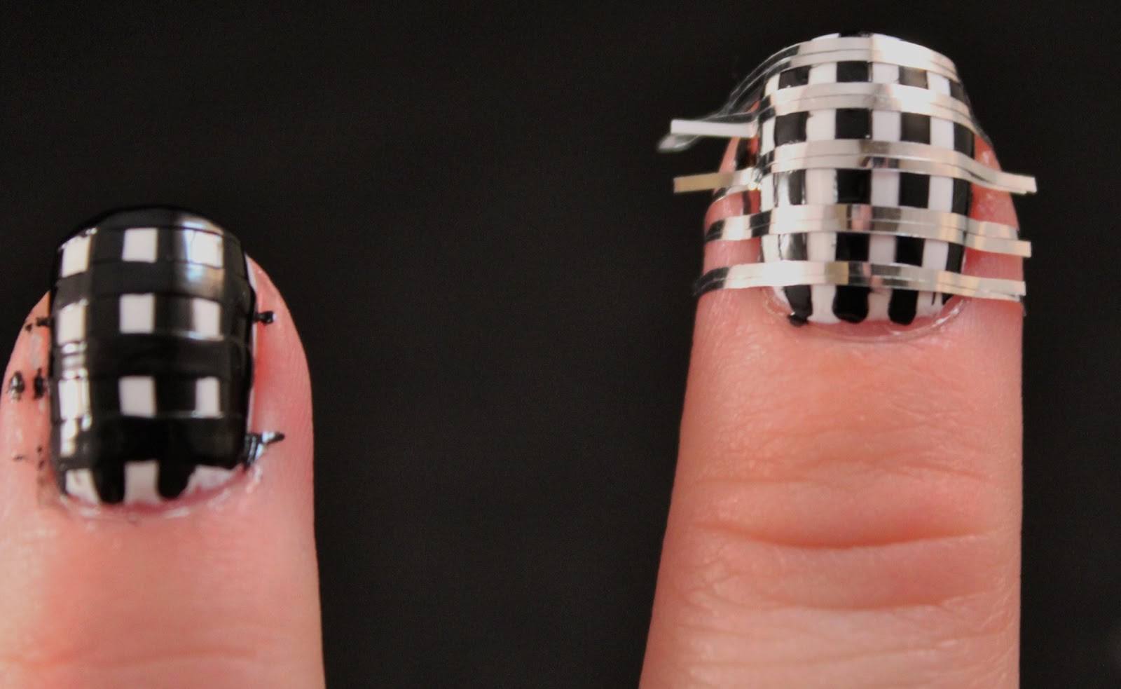 Glimpses of the Moon Tuesday Tutorial Checkered Nails Two Ways