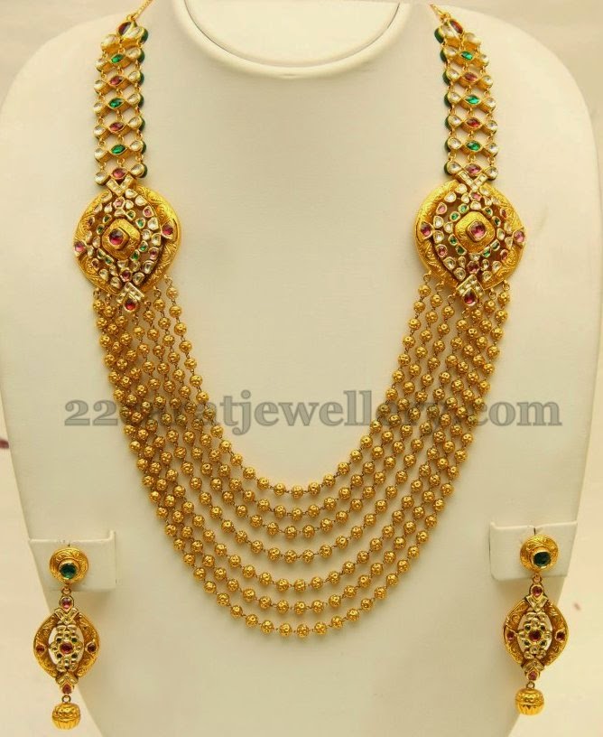 Seven Stringed Gold Haram Jewellery Designs