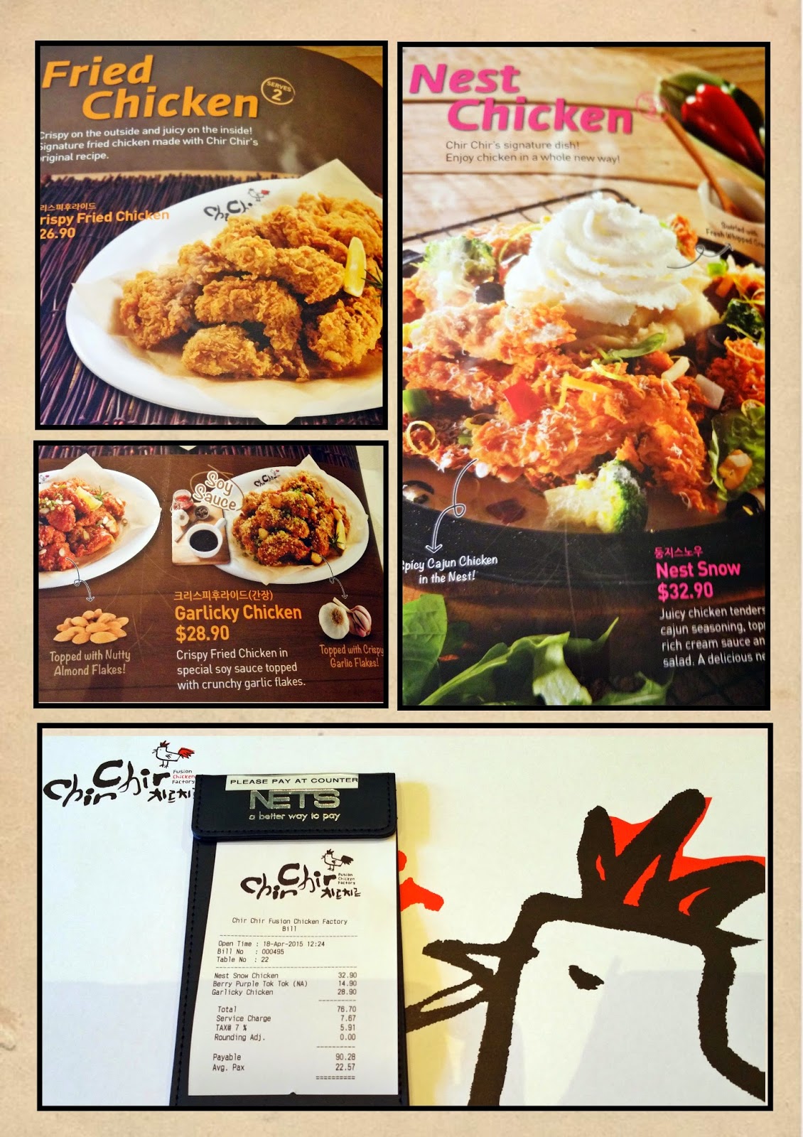 Chir Chir Fusion Korean Fried Chicken Menu www.meheartseoul.blogspot.com