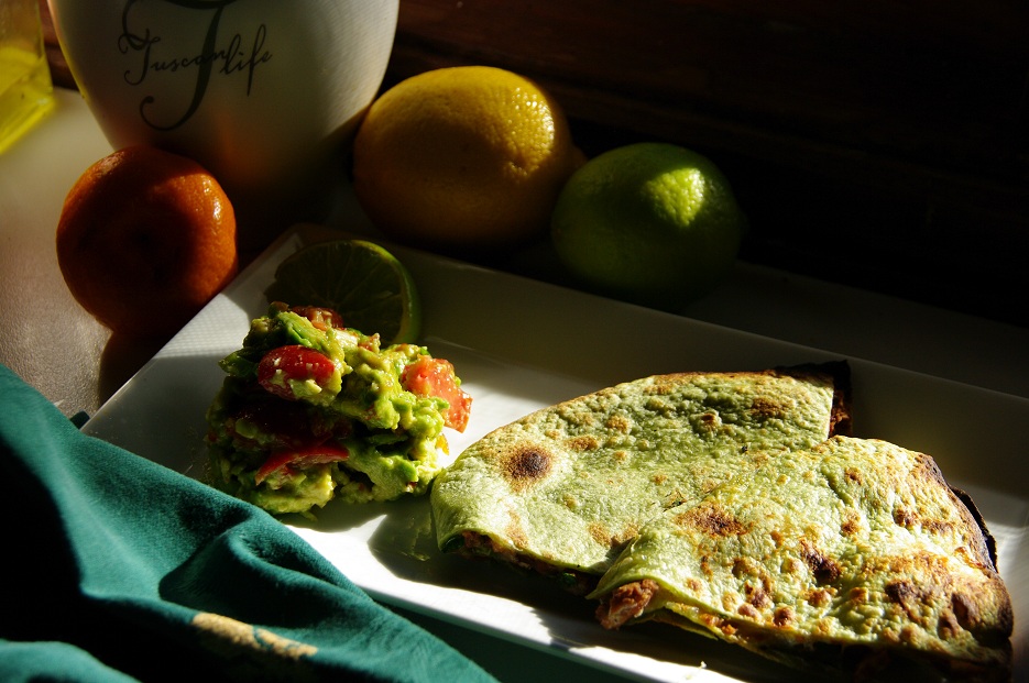 Homespun bliss Quesadilla with guacamole for lunch