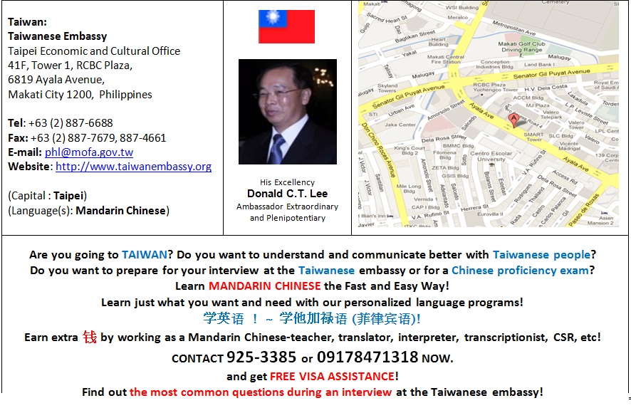 Taiwan Embassy Philippines Visa Application