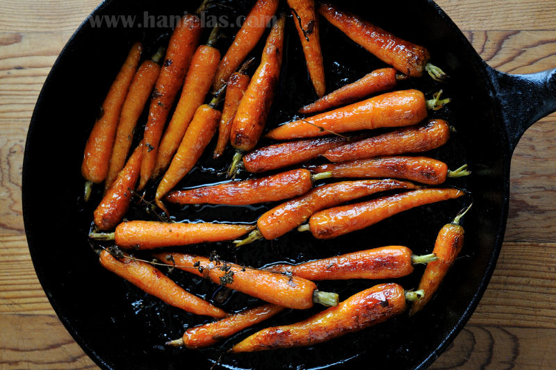 Haniela's Honey Glazed Roasted Carrots and How to Season Cast Iron Pan