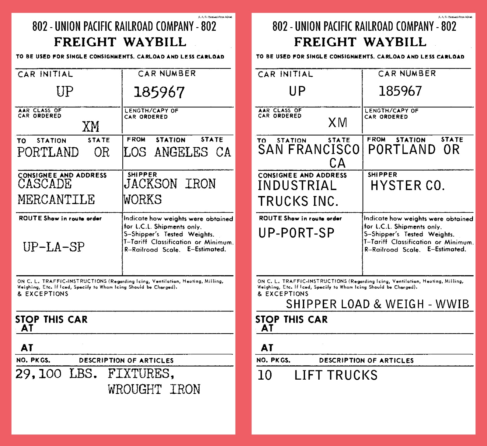 modeling the SP Waybills, Part 28 waybill cycles