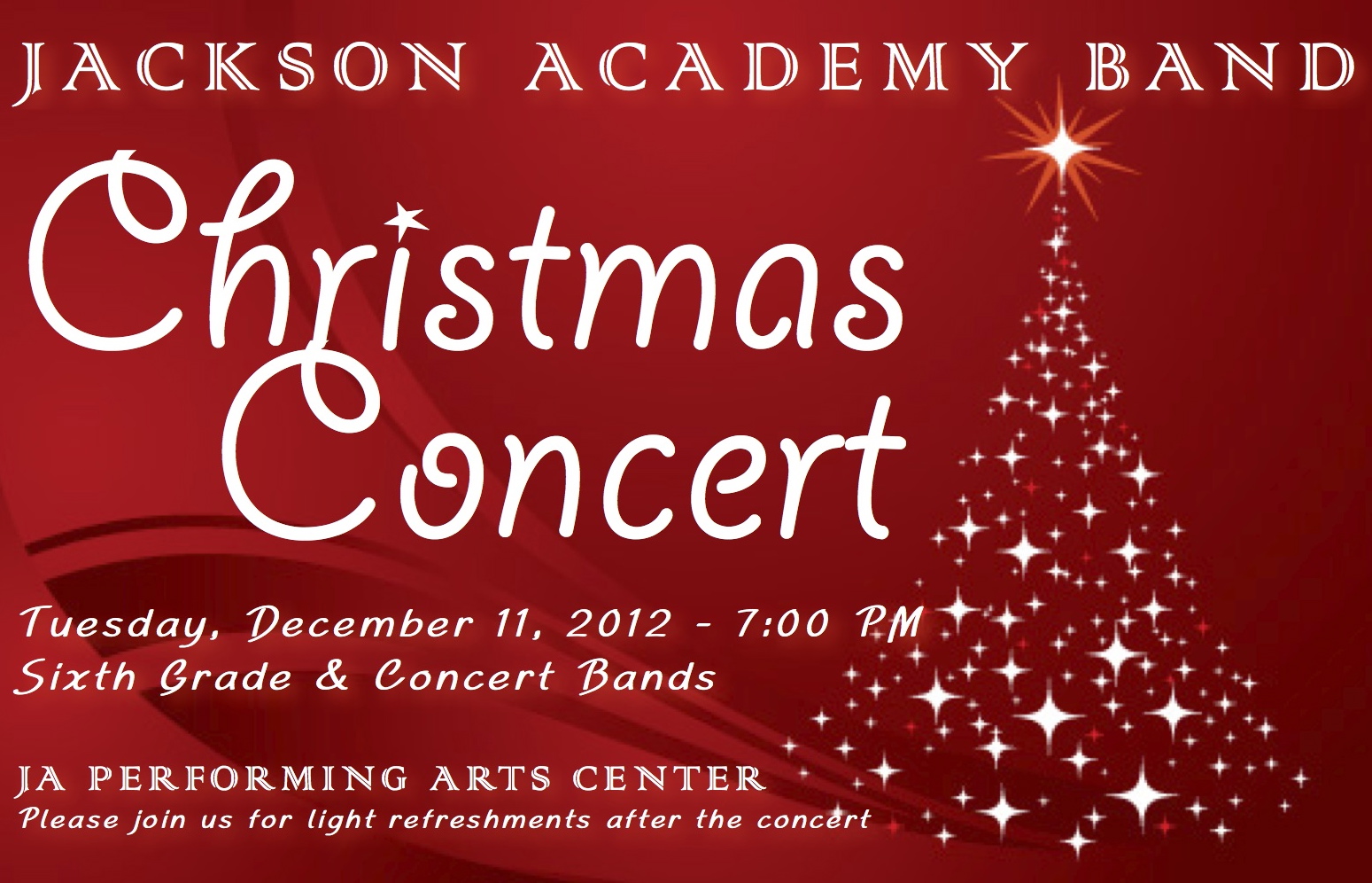 jackson academy band november 2012 christmas concert poster