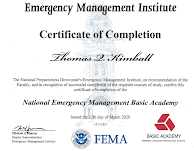 Just graduated from FEMA’s National Emergency Management Basic Academy on 12 March 2020