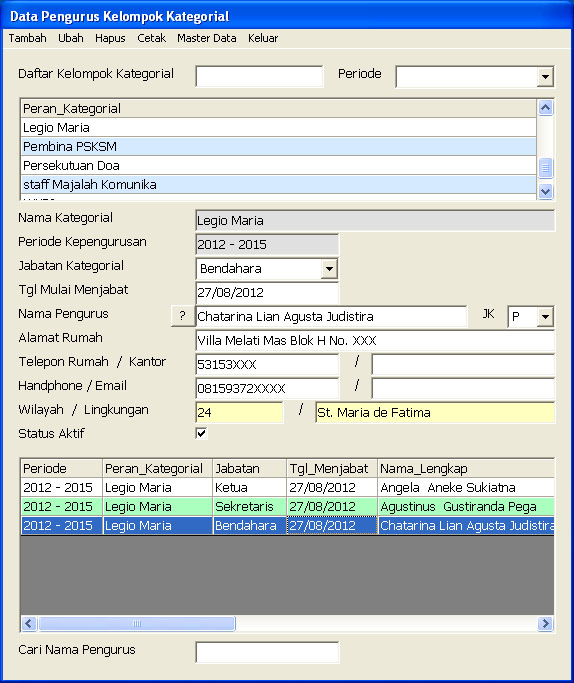 Form Pengurus Kategorial