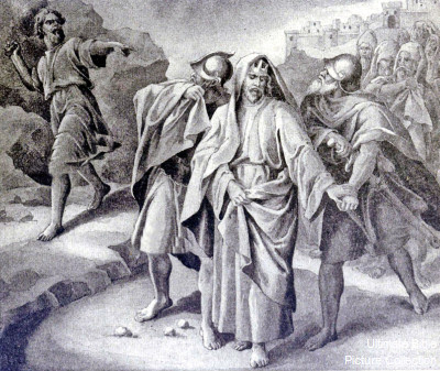 King David fled from Jerusalem, forced out by a disloyal son. (2 Samuel 15)