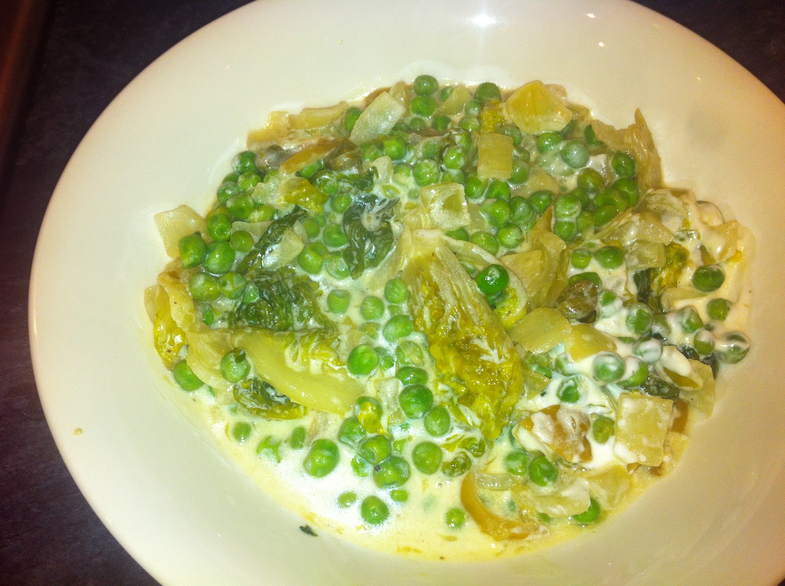 The lone gourmet Lettuce and peas with preserved lemon