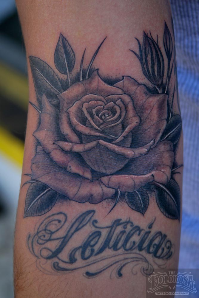 Black and grey rose with a little bud for good luck