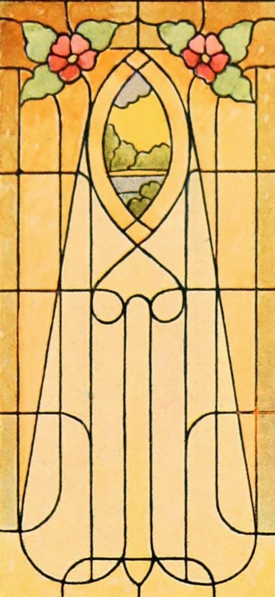 Art Nouveau Stained Glass Windows with Mackintoshstyle designs and