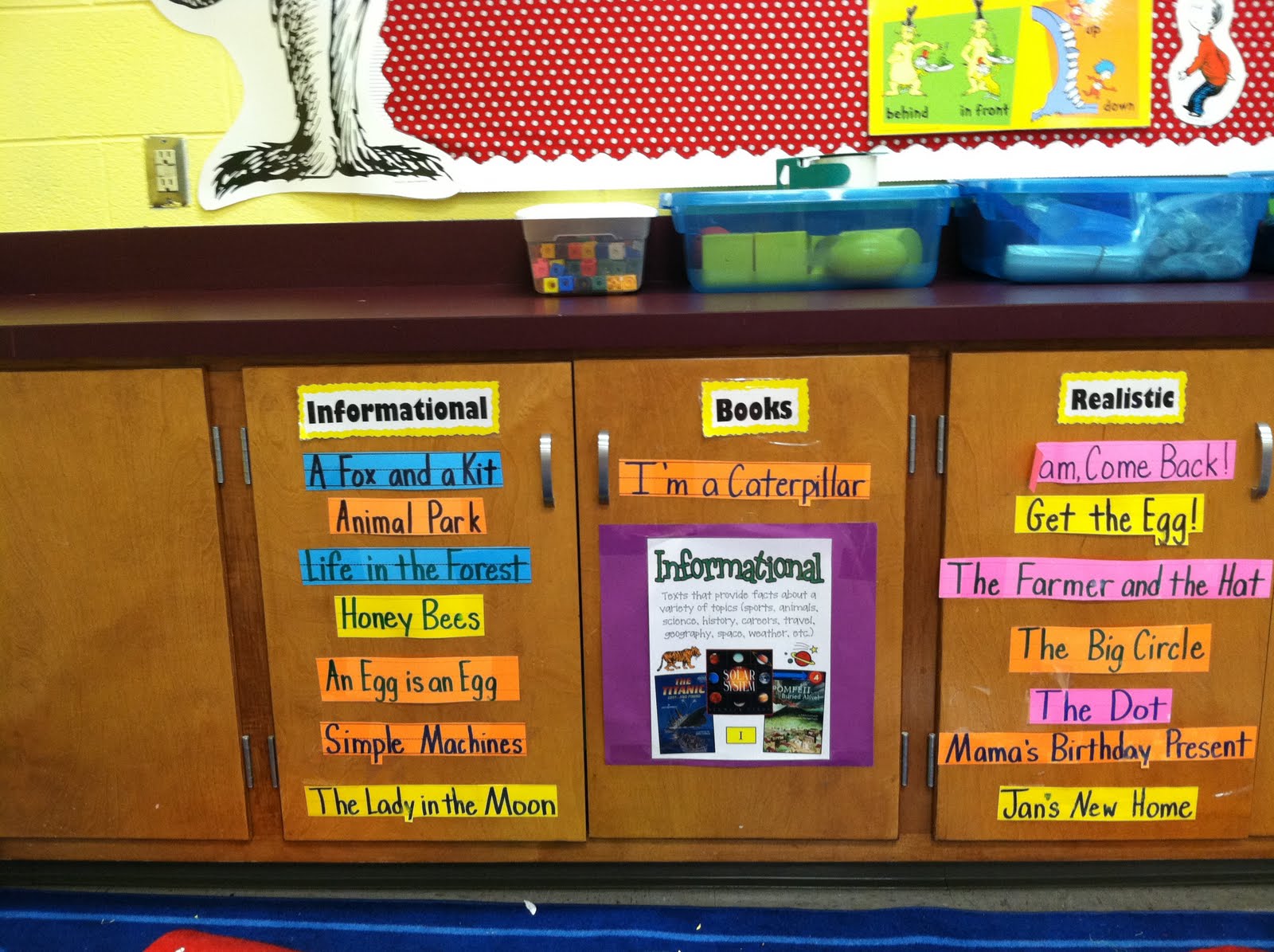 Life in First Grade: Using Cabinets to Display Reading Genres