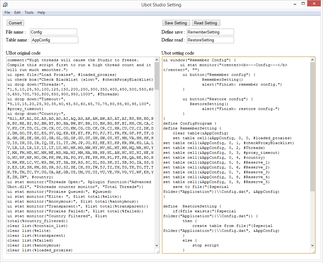 Ubot Function [Sample Tool] Ubot Studio Setting