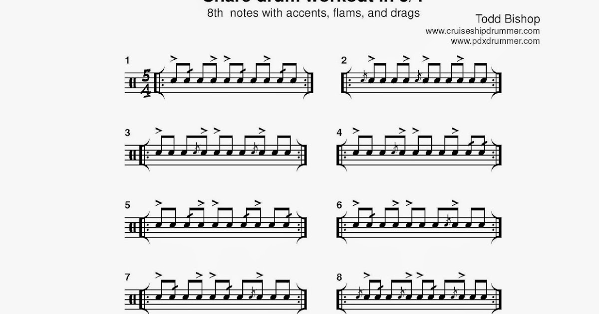 Cruise Ship Drummer! Snare drum workout in 5/4 — accented 8th notes