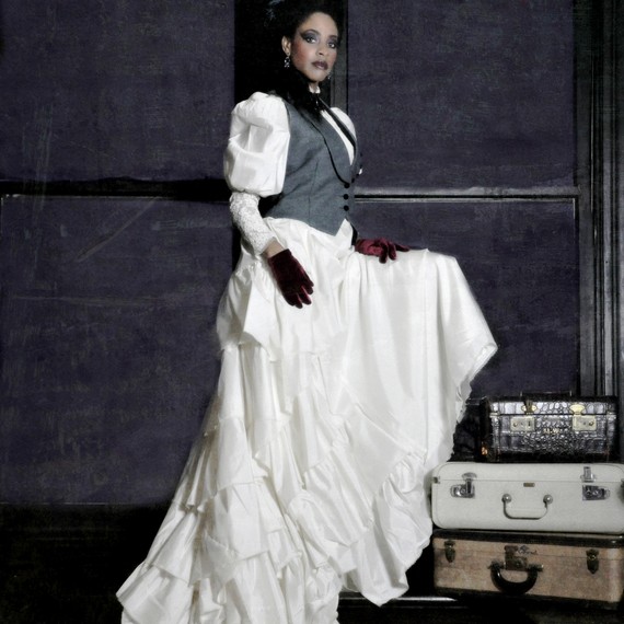 white steampunk wedding dress