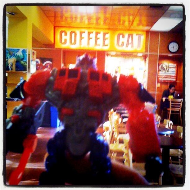 Optimus Prime at Coffee Cat