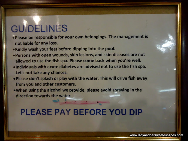 rules at Tibiao Fish Spa