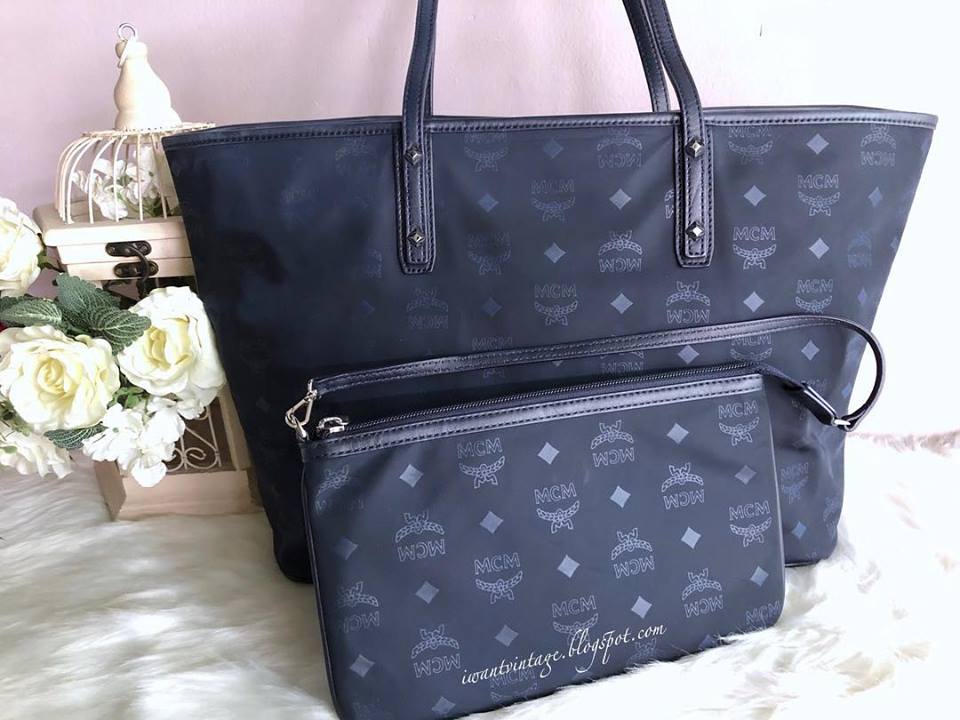 mcm nylon tote bag