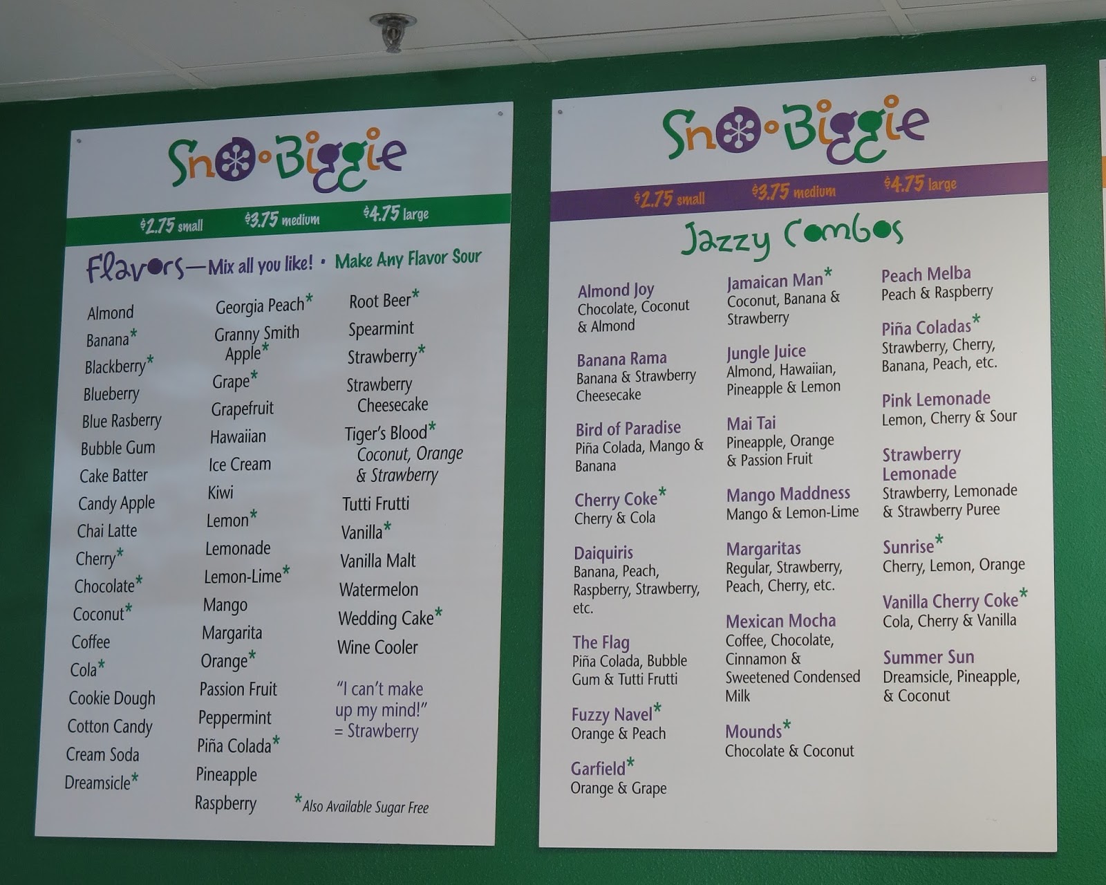 snow cone flavor combinations