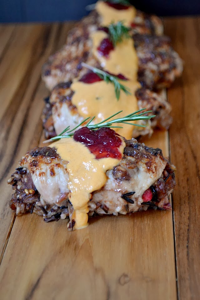 Bakeaholic Mama Stuffed Turkey Cutlets with Pumpkin Brie Sauce and