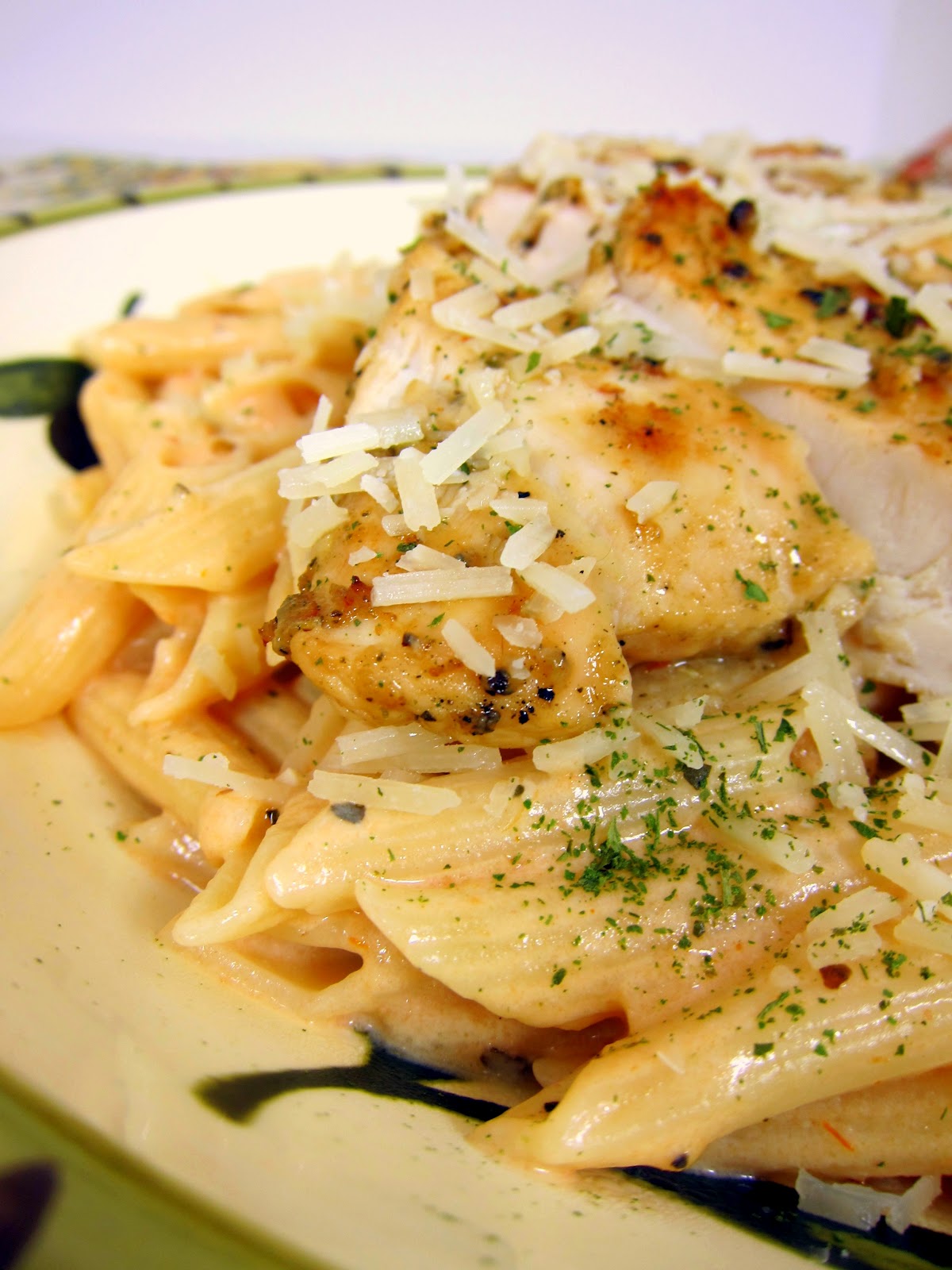 Grilled Chicken over Tomato Alfredo Sauce Plain Chicken