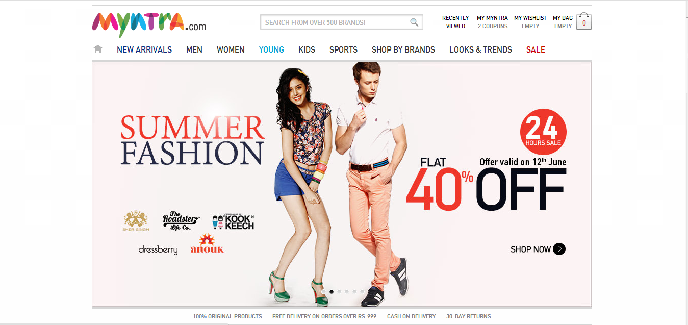 Myntra is top online shopping website in India