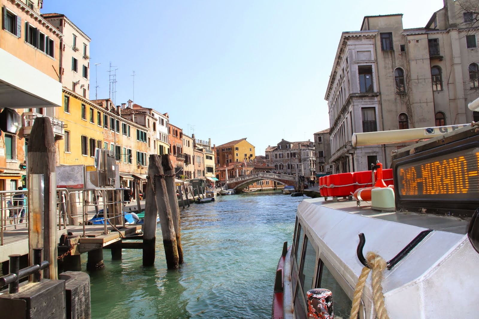 Hopping public transportation on the Grand Canal in Venice