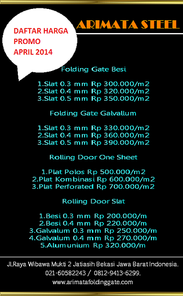 Daftar Harga Folding Gate Depok