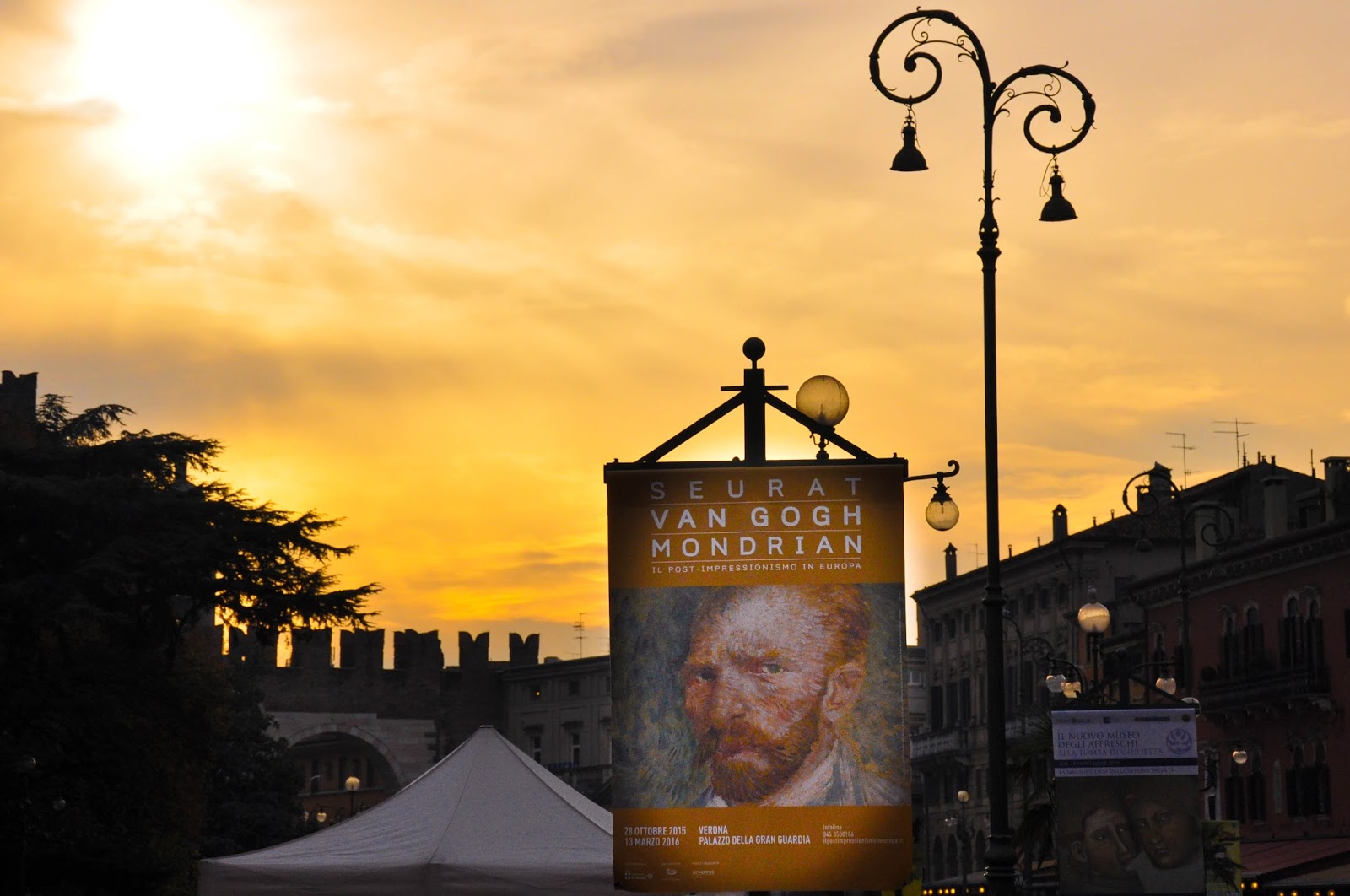 Under the impressionist sky; a poster for the Seurat, Van Gogh, Mondrian exhibition, Verona, Italy