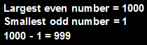 C# program to subtract the largest even number and smallest odd number in the given array elements