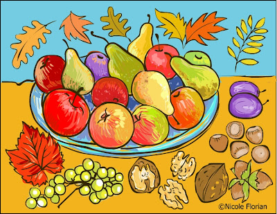 Nicole's Free Coloring Pages: Autumn fruits * Coloring page * Desene de
