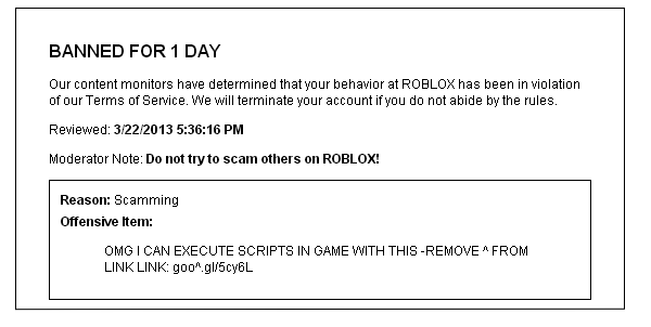roblox banned