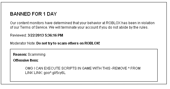 Donovan Bell S Blog Banned For 1 Day Roblox