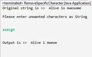 string characters java remove specific character example code