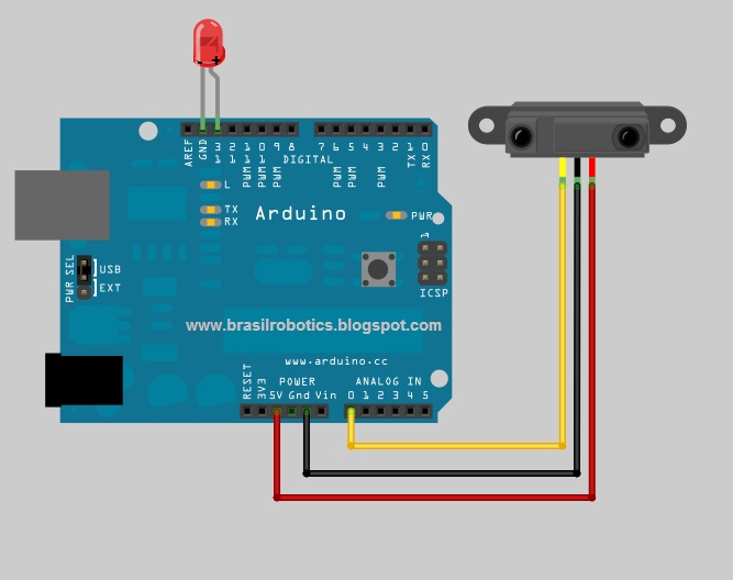 Brasil Robotics Tutorial Sensor infra vermelho Sharp com Arduino