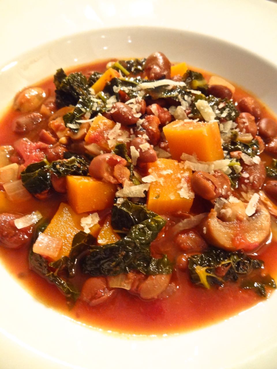 Scrumpdillyicious Lima Bean & Tomato Stew with Squash & Tuscan Kale