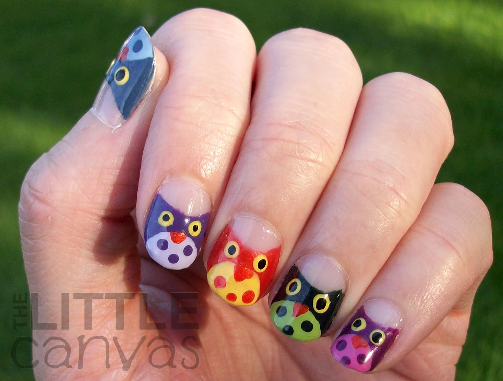 owl nail art design